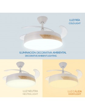 Ventilatore da soffitto LM8094: 6 velocità, luce LED CCT regolabile e funzione timer