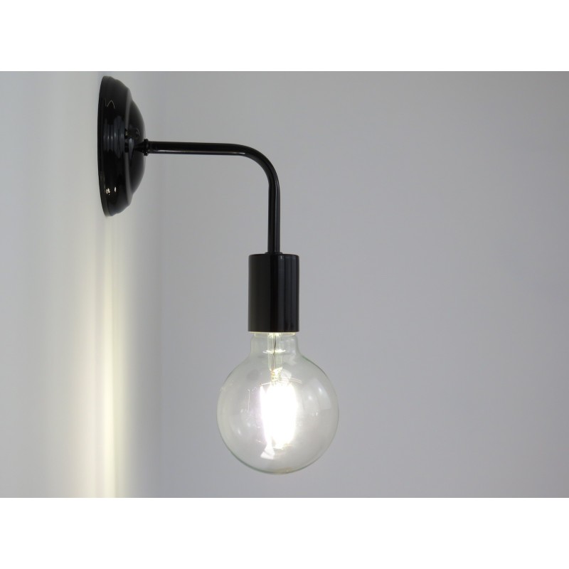 Alba A1 Bk Lampada Da Parete Applique Moderno Metallo Nero A Led Minimal Cucina Salone Diamantlux