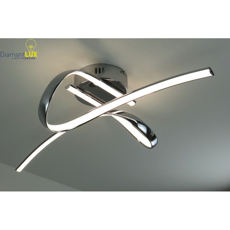 Plafoniera cromata design moderno onde luminose 4000K led Plafoniera cromata design moderno onde luminose 4000K led