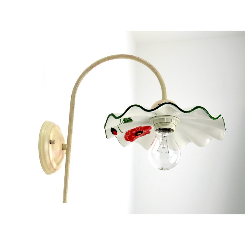BERENICE 3410 73 A1 APPLIQUE IN CERAMICA DECORO PAPAVERO DIAMANTLUX BERENICE 3410 73 A1 APPLIQUE IN CERAMICA DECORO PAPAVERO DIAMANTLUX