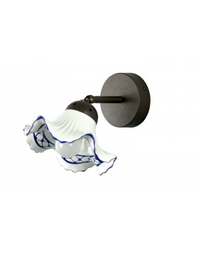 applique da parete per interni in stile rustico vintage con ceramica decorata blu