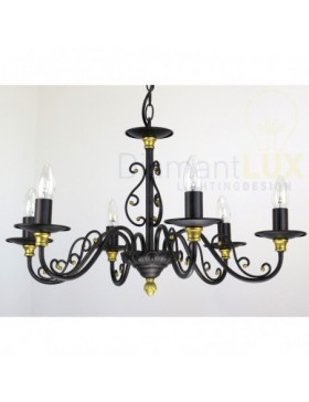 JOLE 80953 S6 lampadario fiammingo rustico marrone DIAMANTLUX