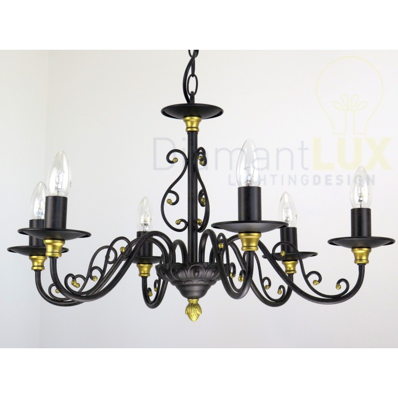 JOLE 80953 S6 lampadario fiammingo rustico marrone DIAMANTLUX