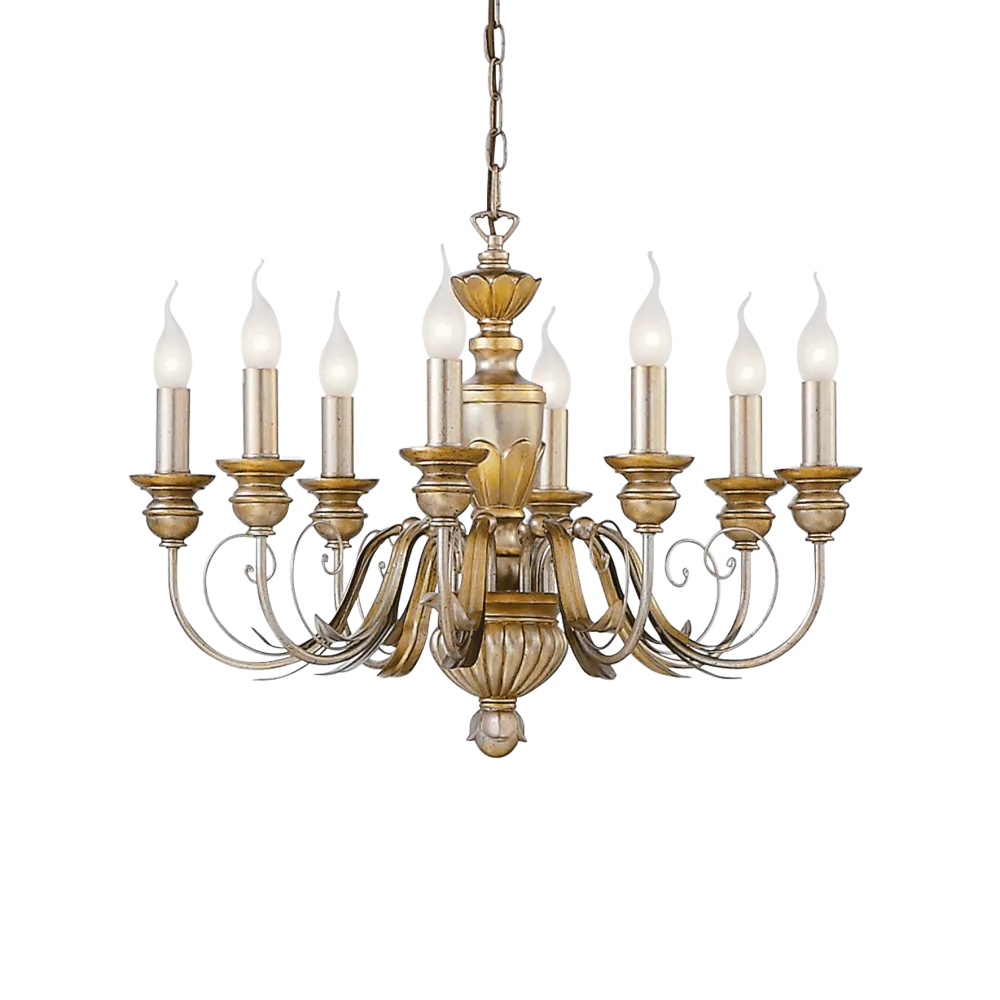 Lampadario Classico Foglia Oro 8 Luci 020839