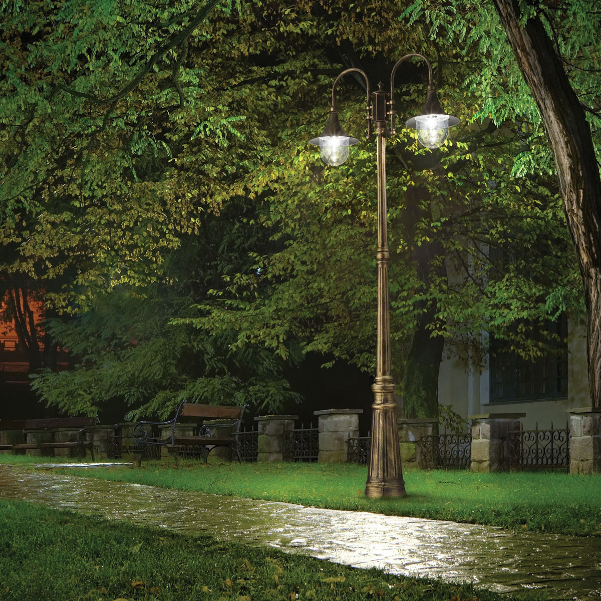 Lampione da giardino Cima PT2 nero Ideal Lux