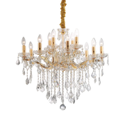 Lampadario Cristallo a Gocce 12 Luci Oro o Cromo Florian SP12 Ideal Lux