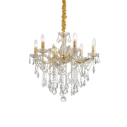 Lampadario Cristallo a Gocce 6 Luci Oro o Cromo Florian SP6 Ideal Lux