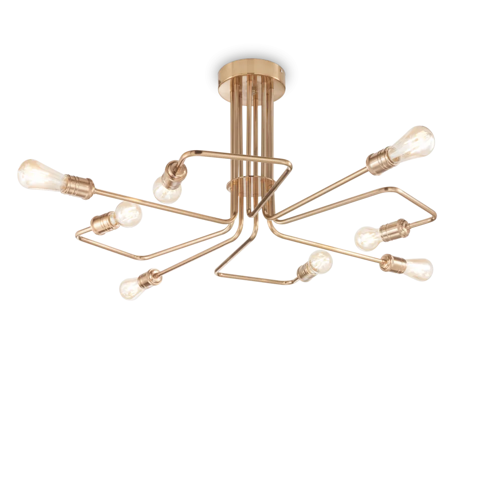 Plafoniera Vintage Industriale Ottone a 8 Luci Ideal Lux Triumph PL8