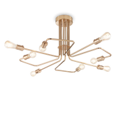 Plafoniera Vintage Industriale Ottone a 8 Luci Ideal Lux Triumph PL8