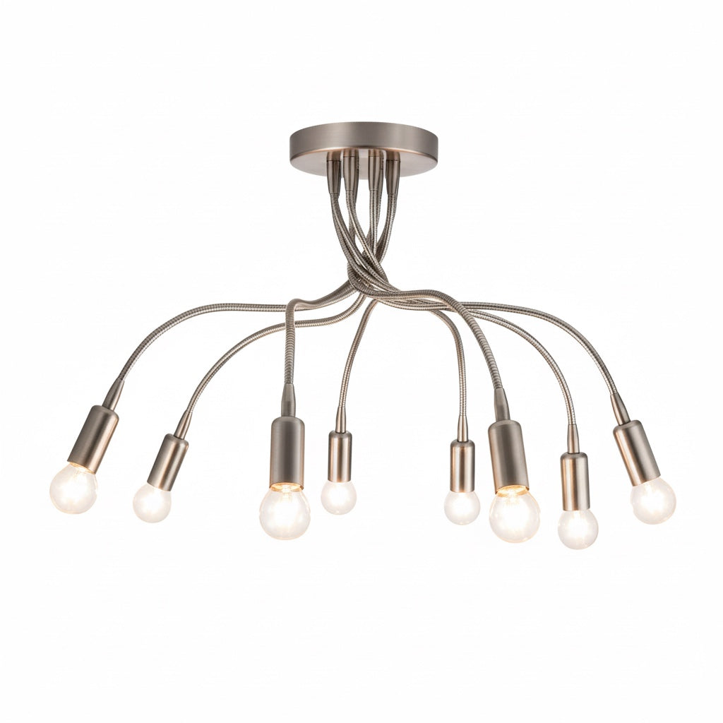 Plafoniera moderna braccio flessibile nickel satinato Diamantlux FULVIA-PL8