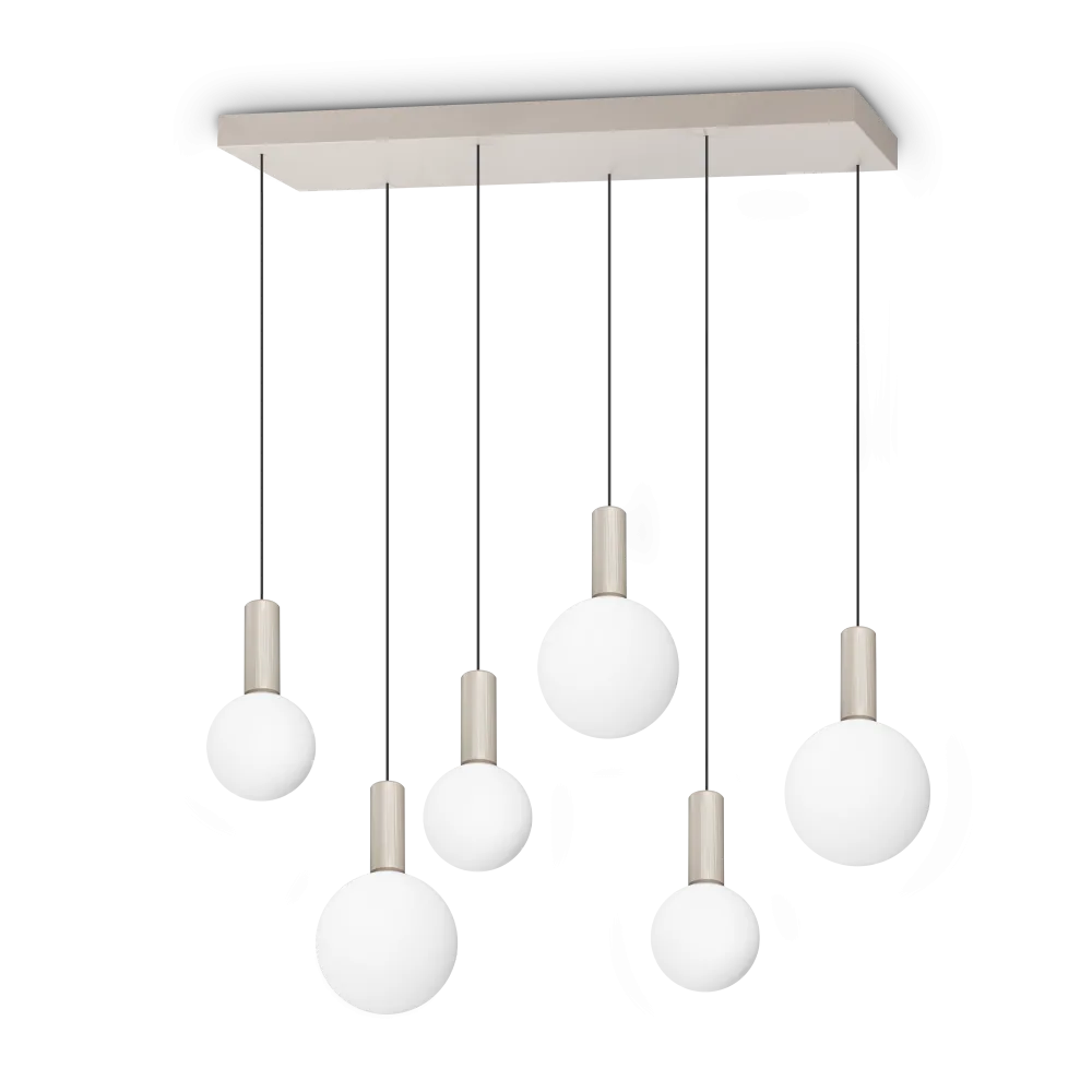Sospensione Lampadario 6 Sfere Vetro Bianco LED Odeon SP6 Linear - Ideal Lux