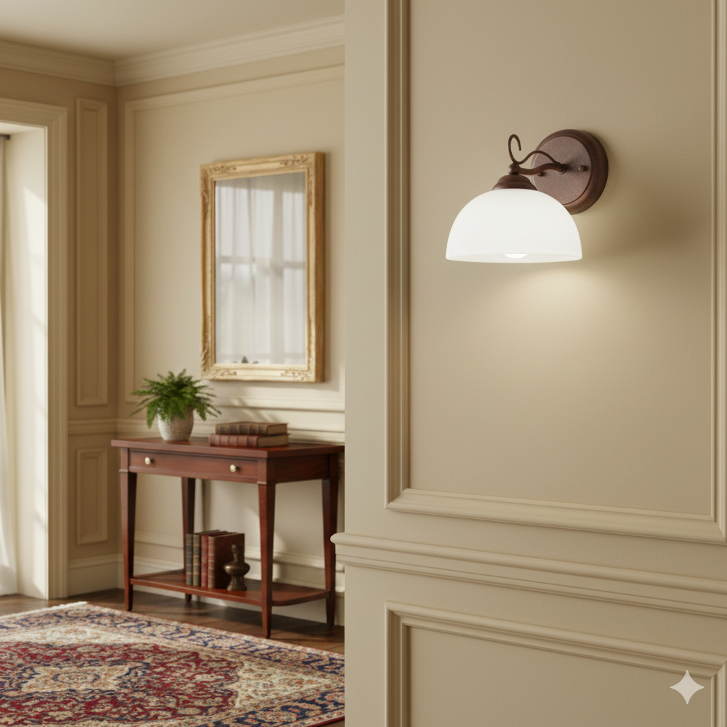 Applique da parete classica metallo marrone e vetro alabastro Diamantlux ANITA-AP1