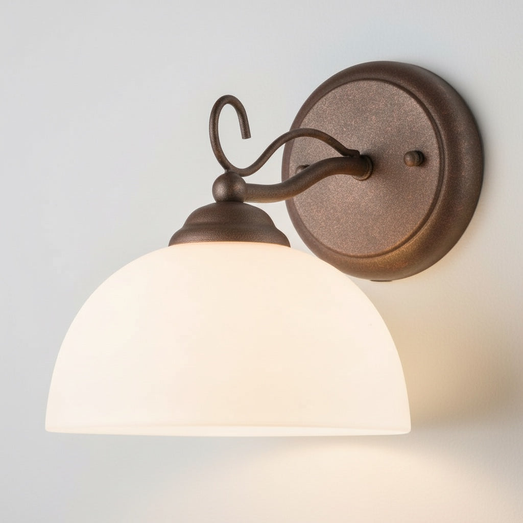 Applique da parete classica metallo marrone e vetro alabastro Diamantlux ANITA-AP1