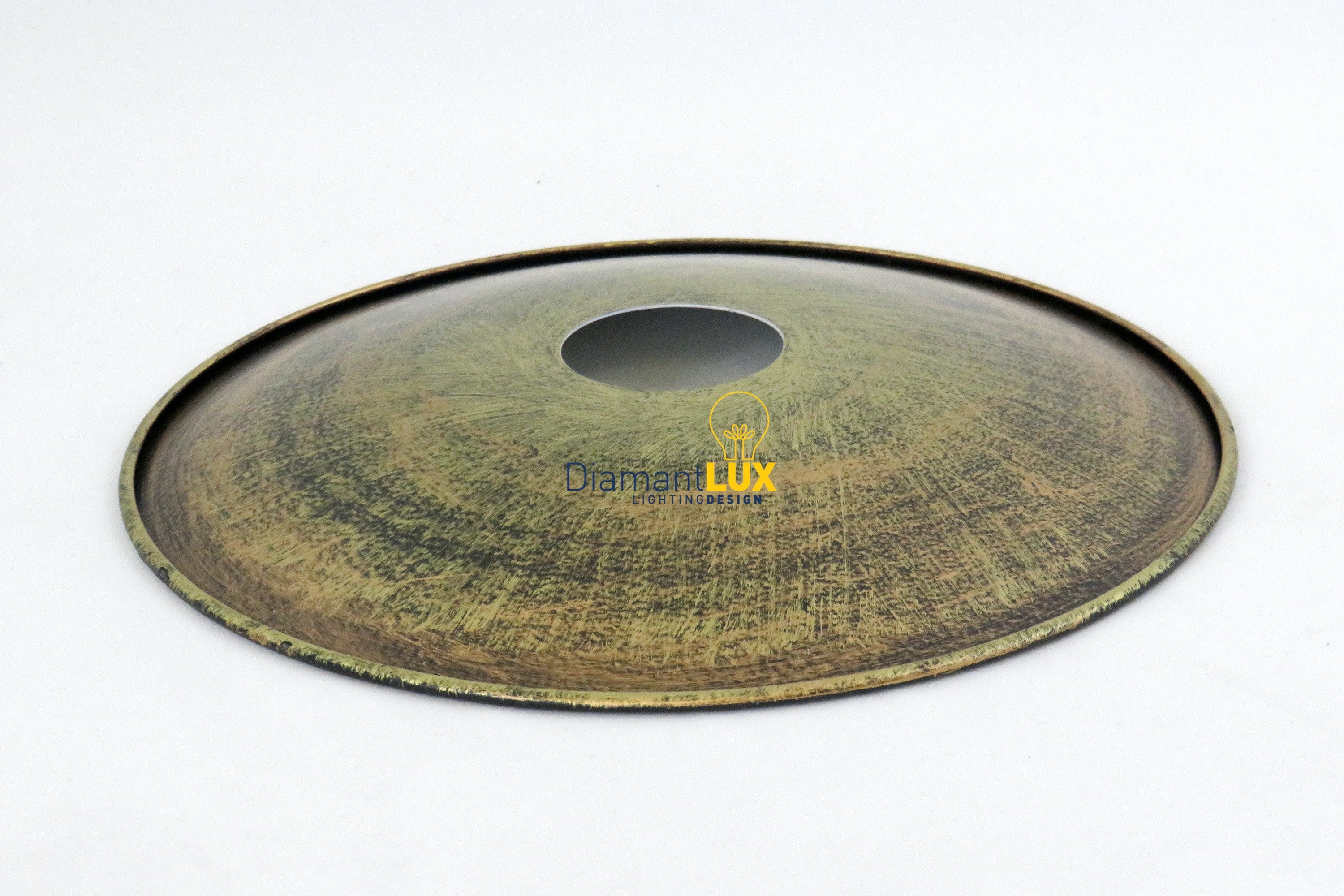 4114-D20 diffusore piatto in metallo E27 d.20 cm finitura marrone smaltato bianco DIAMANTLUX
