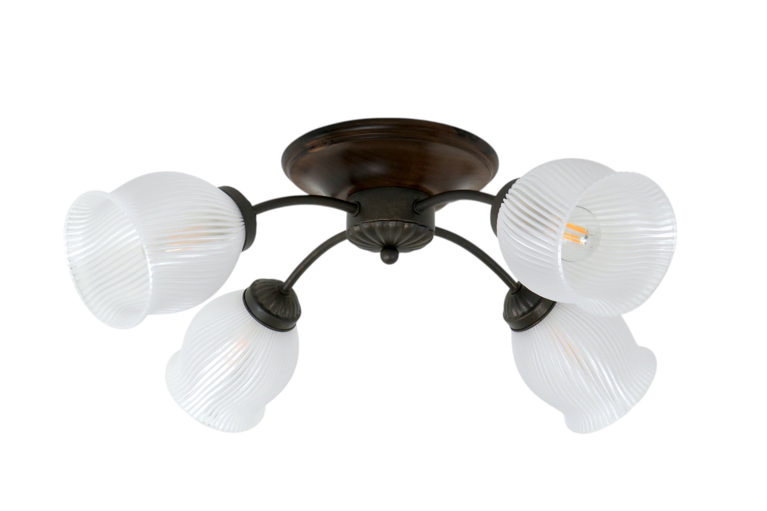 Plafoniere in Legno Rustico 4 Luci E14 Metallo e PETG Diamantlux LUISA-P4