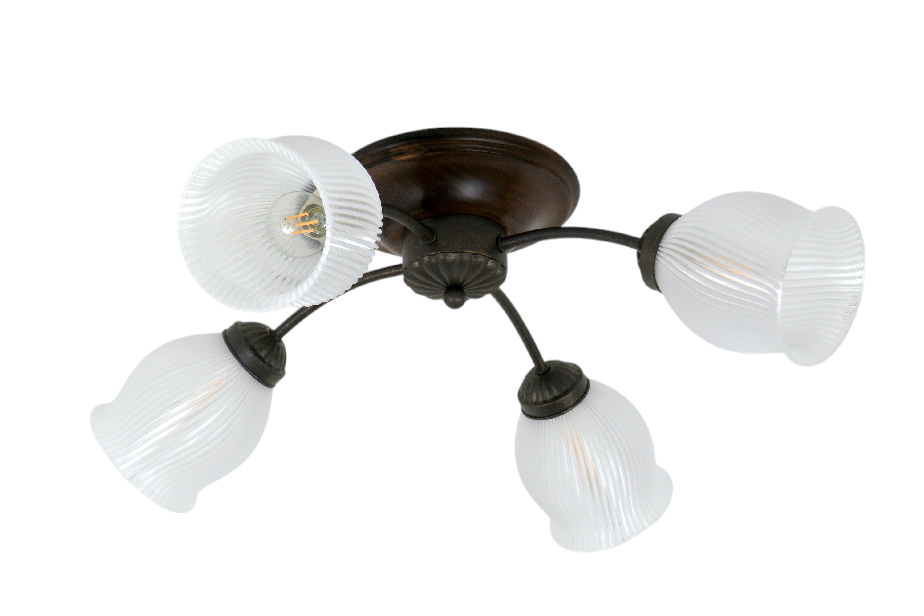 Plafoniere in Legno Rustico 4 Luci E14 Metallo e PETG Diamantlux LUISA-P4