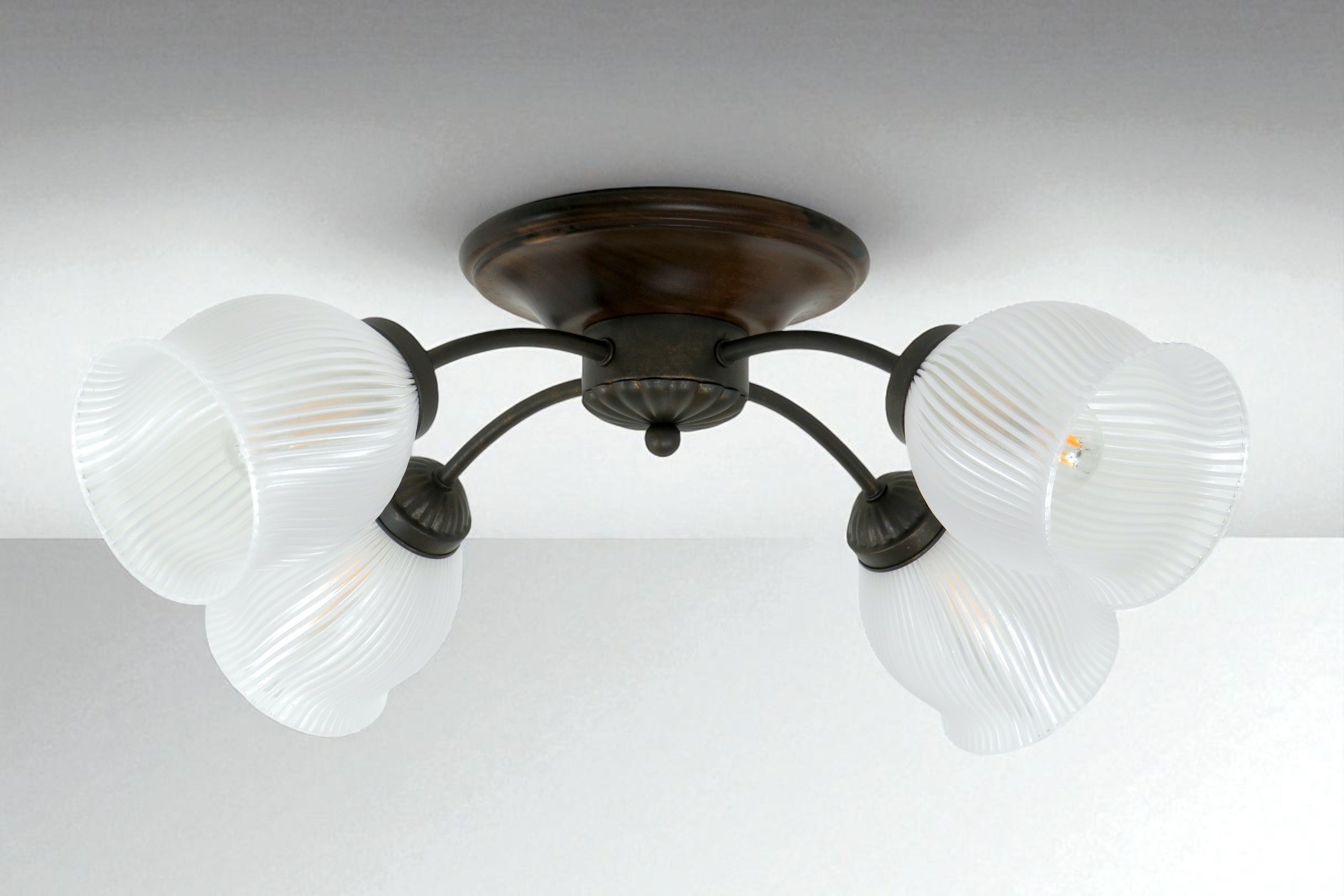 Plafoniere in Legno Rustico 4 Luci E14 Metallo e PETG Diamantlux LUISA-P4