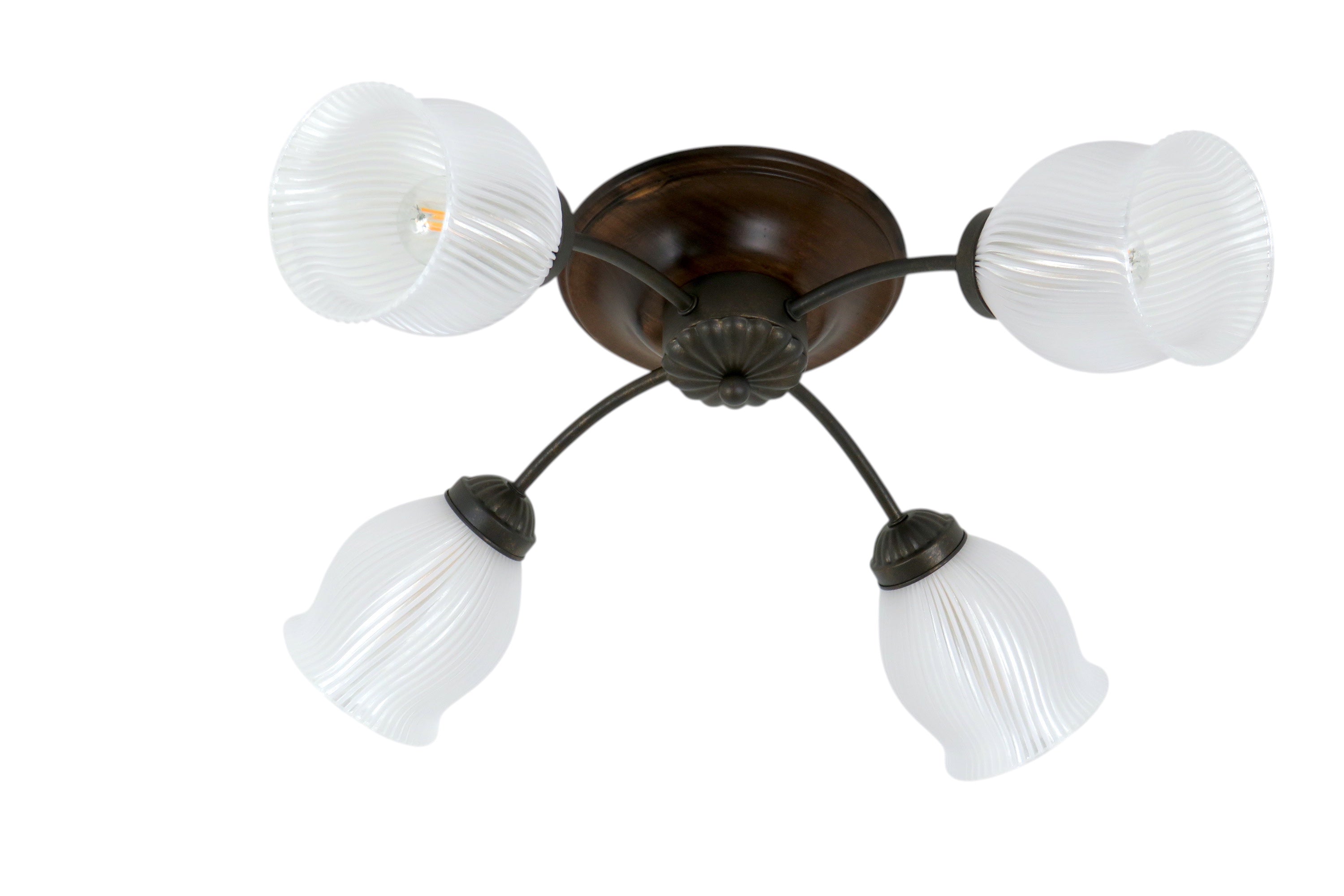 Plafoniere in Legno Rustico 4 Luci E14 Metallo e PETG Diamantlux LUISA-P4