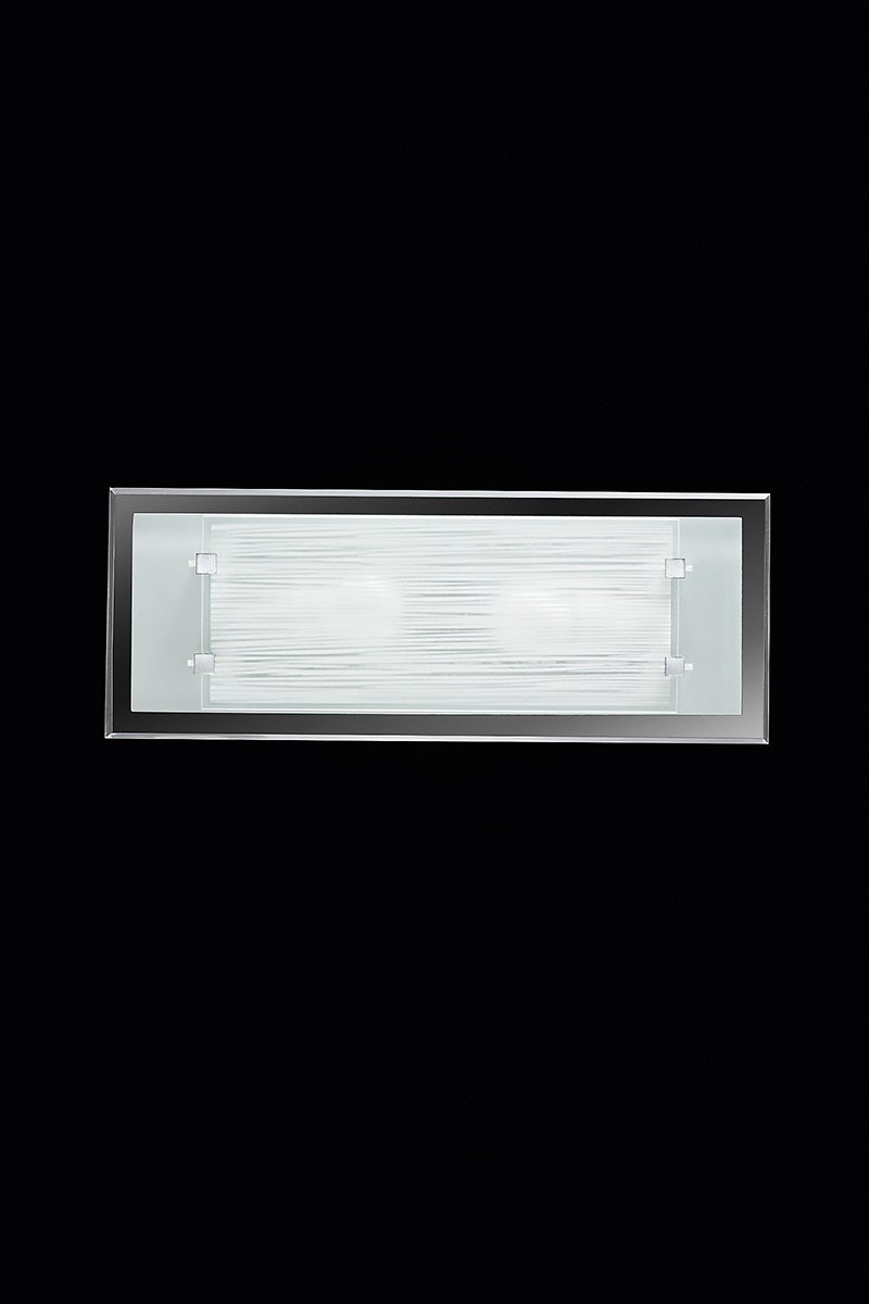 Applique da Parete 2 Luci Grande in Vetro Bianco e Cromo Perenz Frame 5745 ST Bianco striato