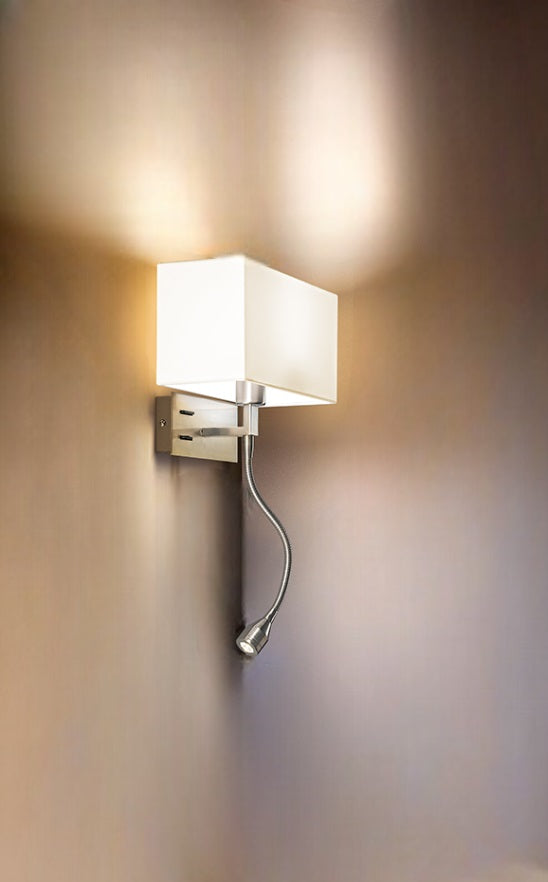 Applique Comodino con Paralume e Luce LED di Lettura Perenz Para Hotel 5882 CR SX Sinistra (SX)
