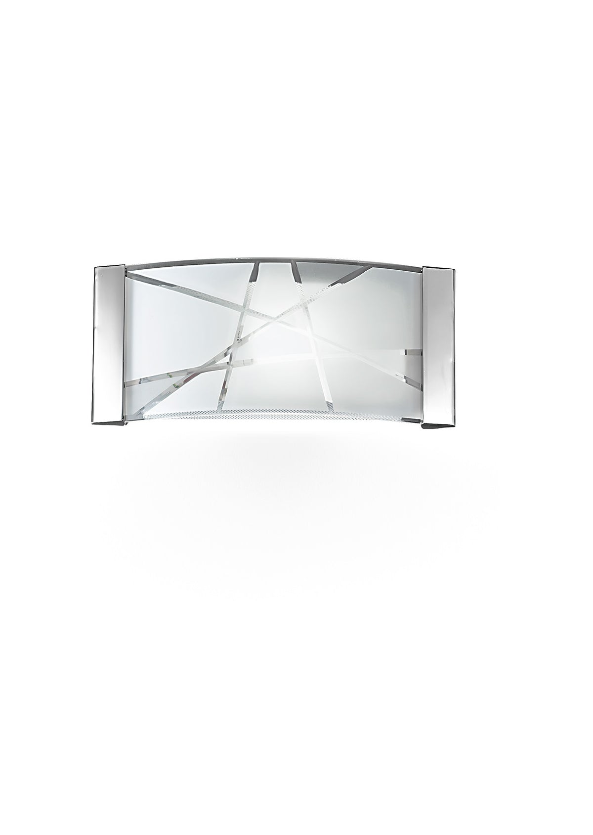 Applique in Vetro Bianco Inciso con Finiture Cromo Perenz Fish 5944 Bianco