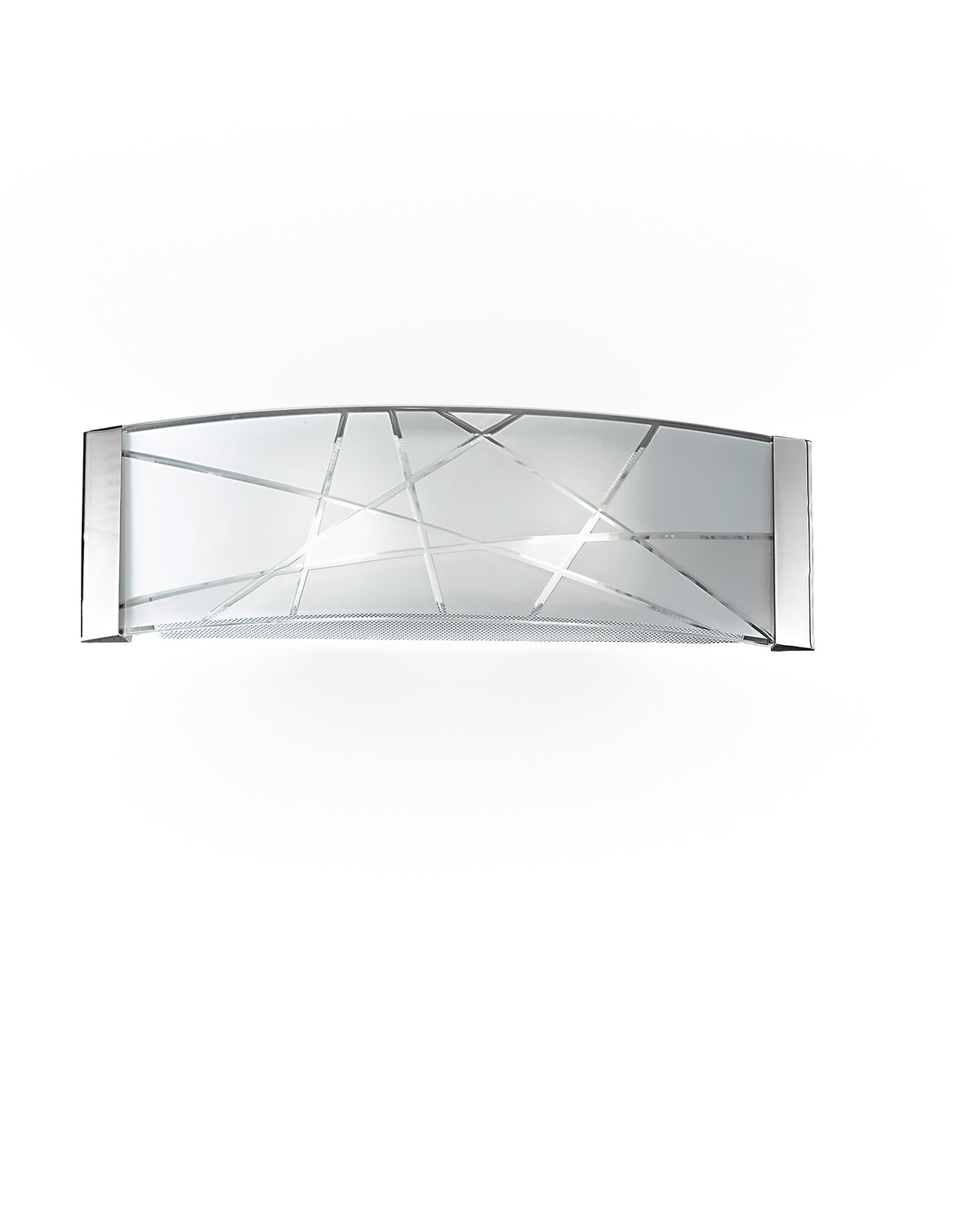 Applique 2 Luci in Vetro Bianco Inciso con Finiture Cromo Perenz Fish 5946 Bianco