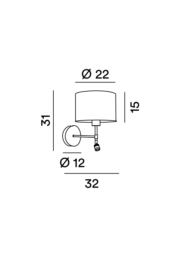 Disegno tecnico quotato applique Perenz Round Hotel 6160