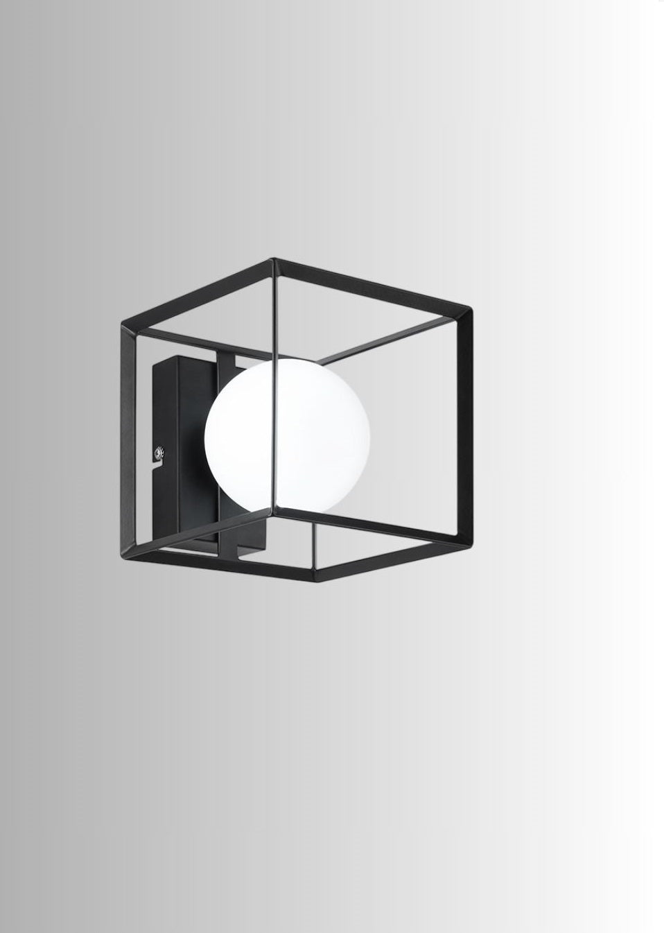 Applique in Vetro Soffiato Satinato Nero o Oro Perenz Cube 6691 N Nero