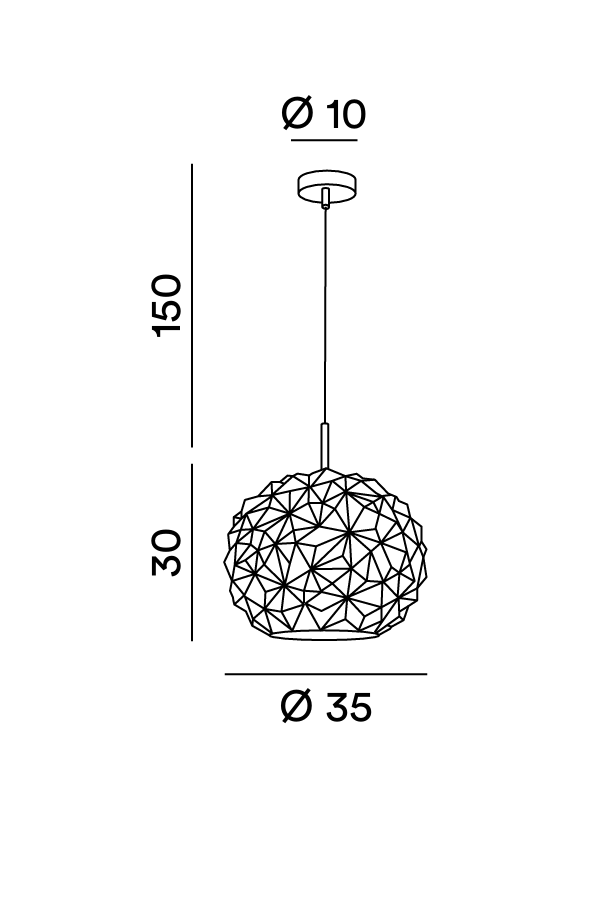 Disegno tecnico con misure Sospensione Perenz Meteora 6766