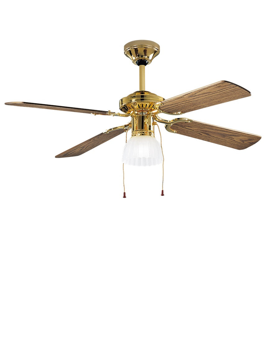 Ventilatore da soffitto Perenz Gemini 7064 OL ottone lucido con pale in legno