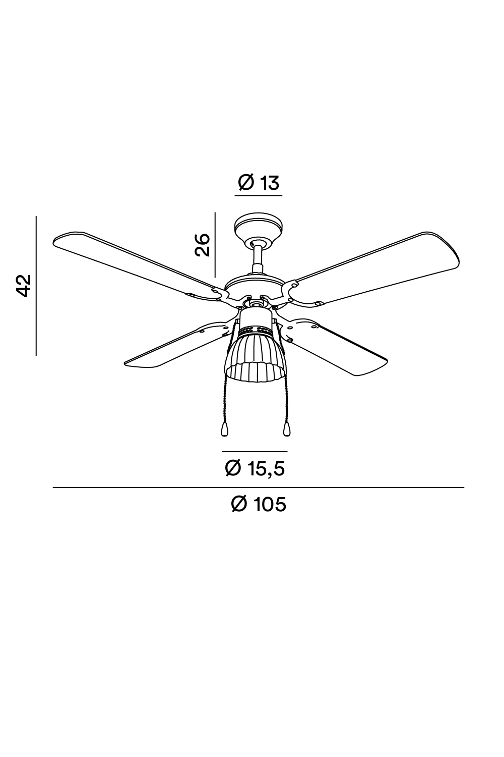 Disegno tecnico con misure Ventilatore Perenz Gemini 7064