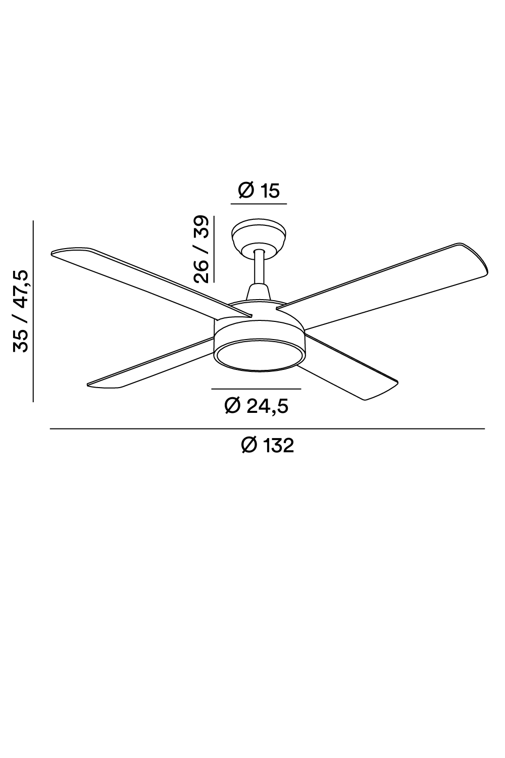 Disegno tecnico con misure Ventilatore Perenz Orione 7179