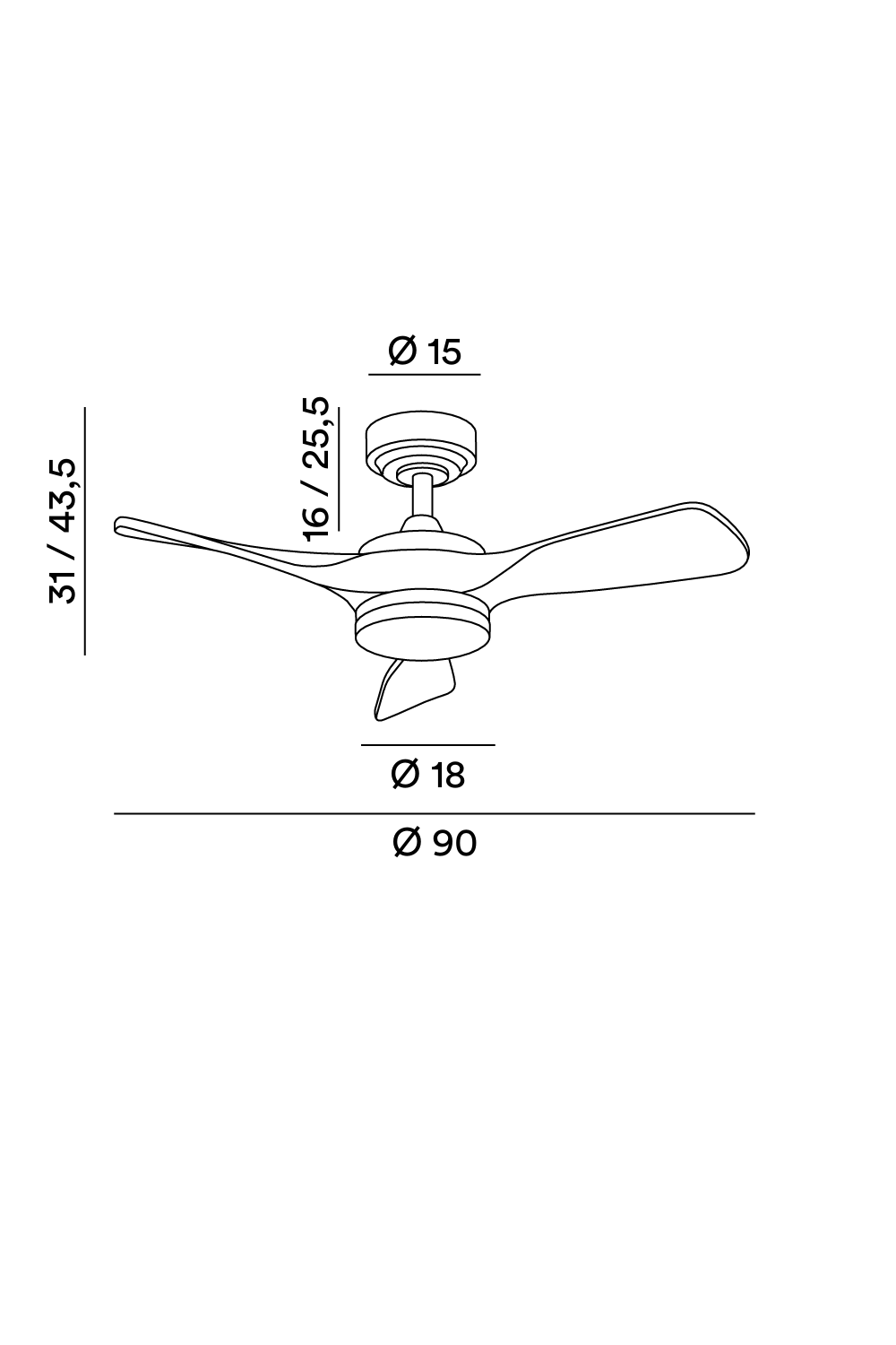 Disegno tecnico con misure Ventilatore Perenz Sirio 7187