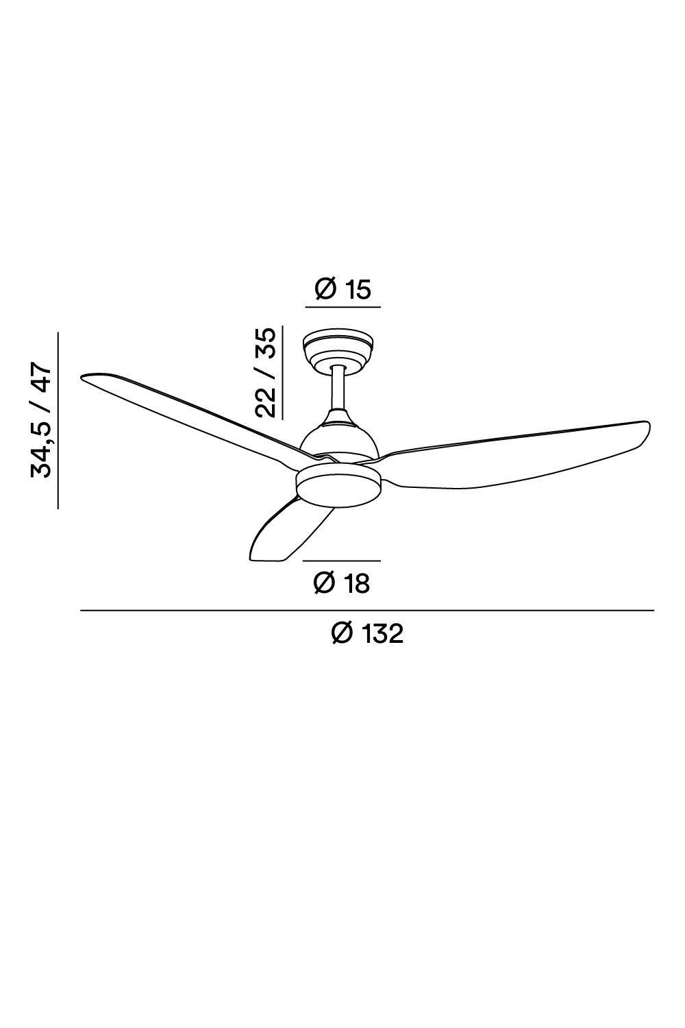 Disegno tecnico con misure Ventilatore Perenz Pegaso+ 7189