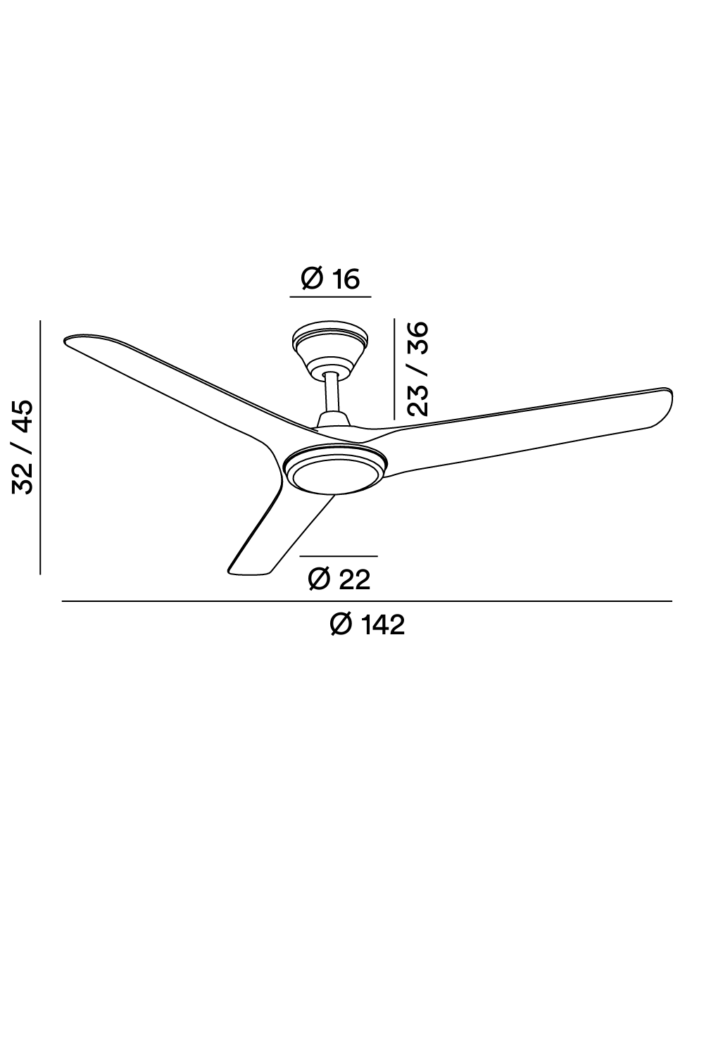 Disegno tecnico con misure Ventilatore Perenz Nova 7194