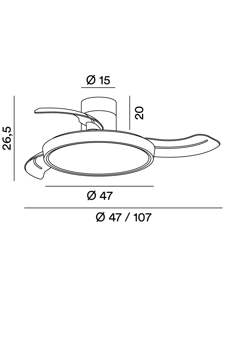 Disegno tecnico con misure Ventilatore Perenz Zora 7195
