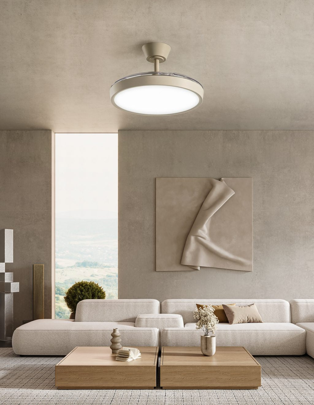 Ventilatore da soffitto Perenz Myra 7196 SB CT sabbia opaco a pale scomparsa