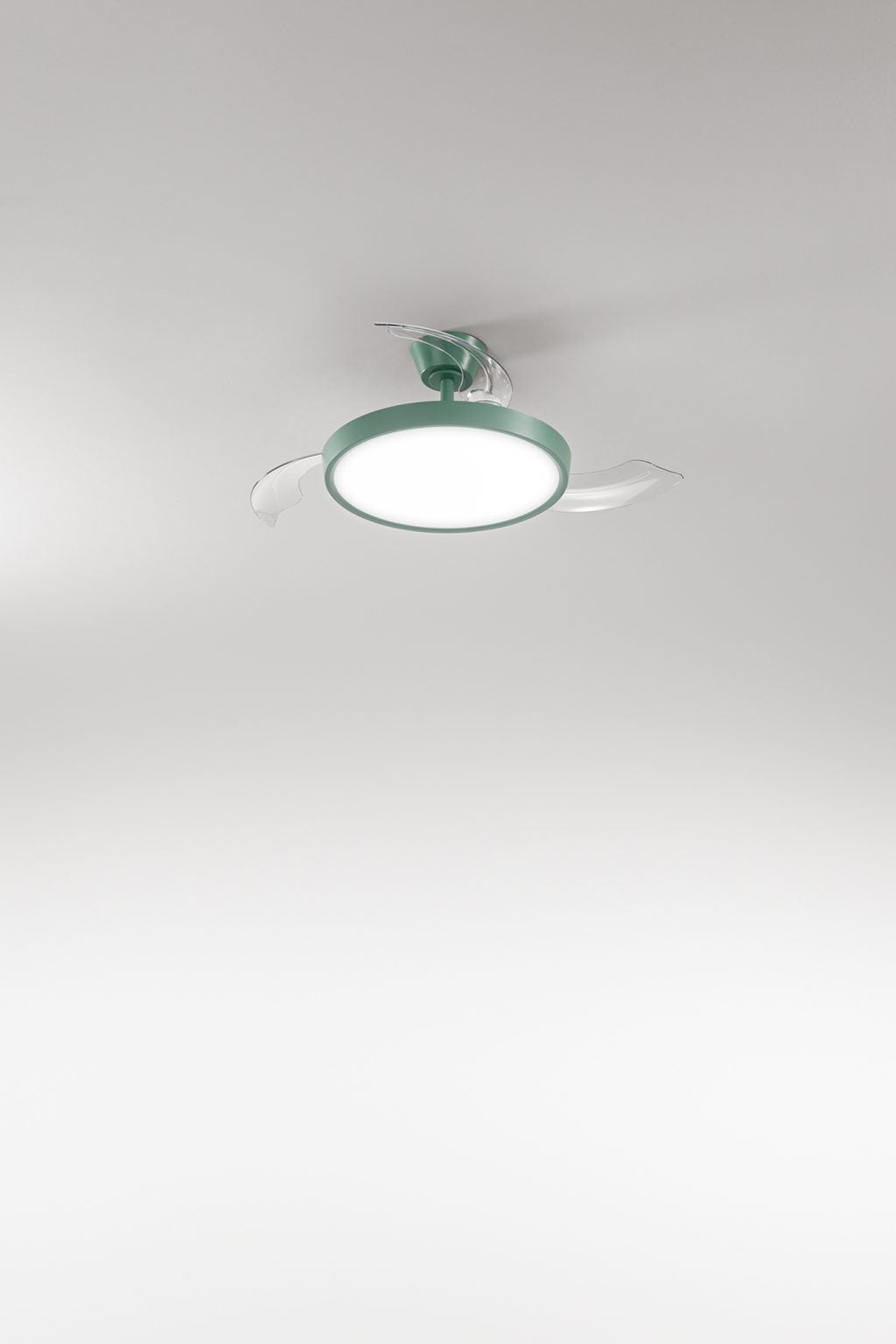 Ventilatore da Soffitto con Pale a Scomparsa, Circolare, Verde, Metallo e Acrilico, Perenz MYRA 7196 VP CT