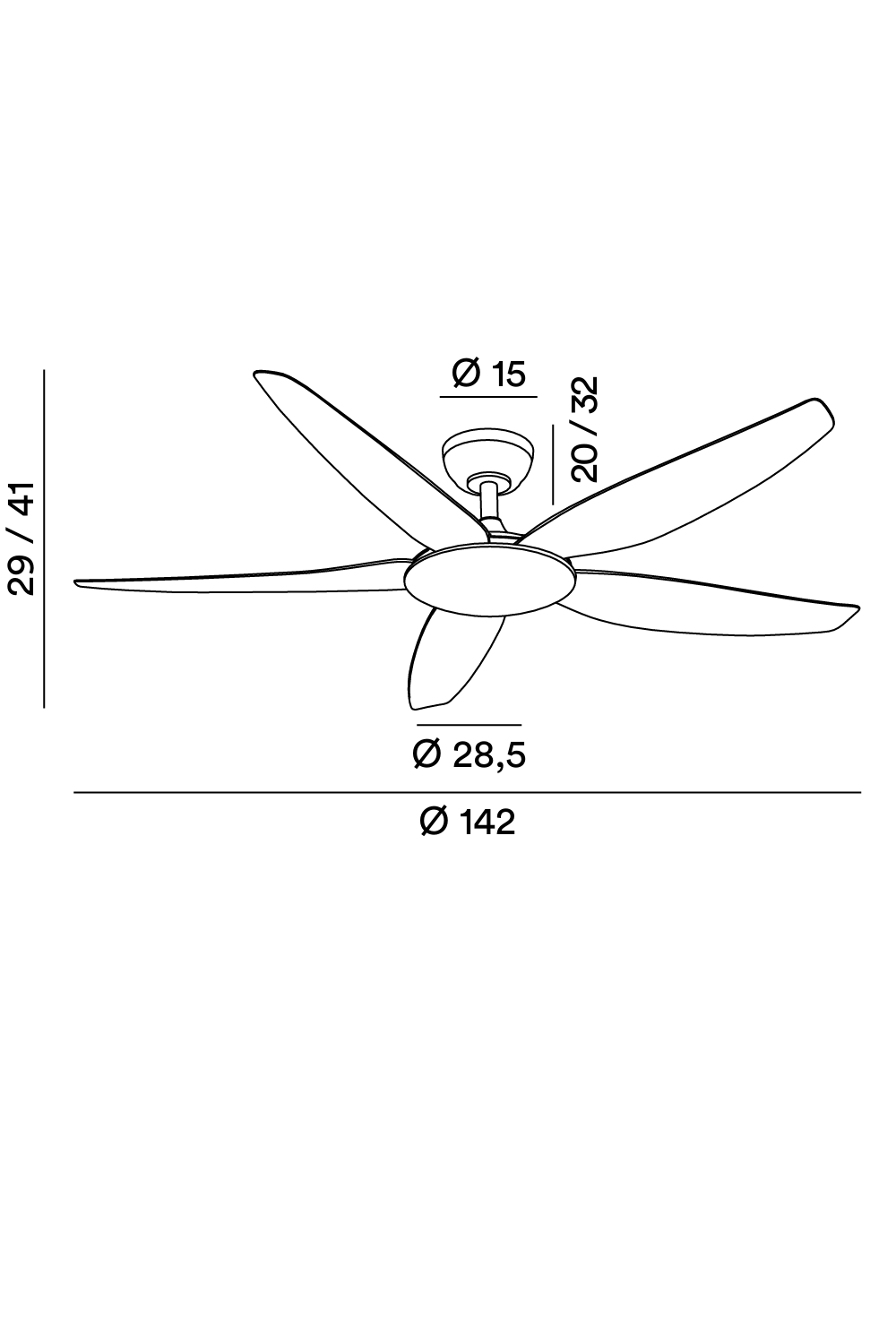 Disegno tecnico con misure Ventilatore Perenz Wind 7200