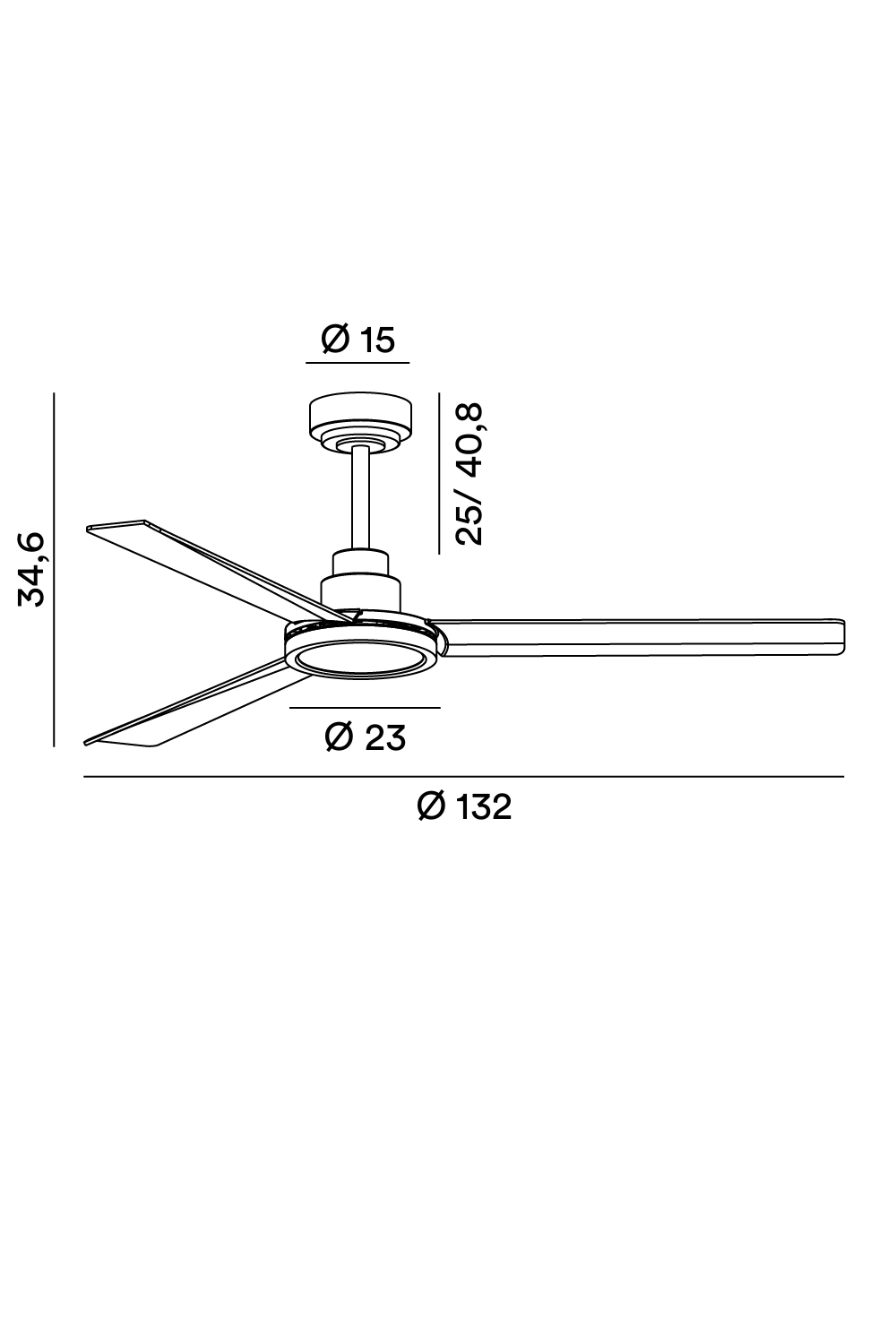 Disegno tecnico con misure Ventilatore Perenz Vento 7212