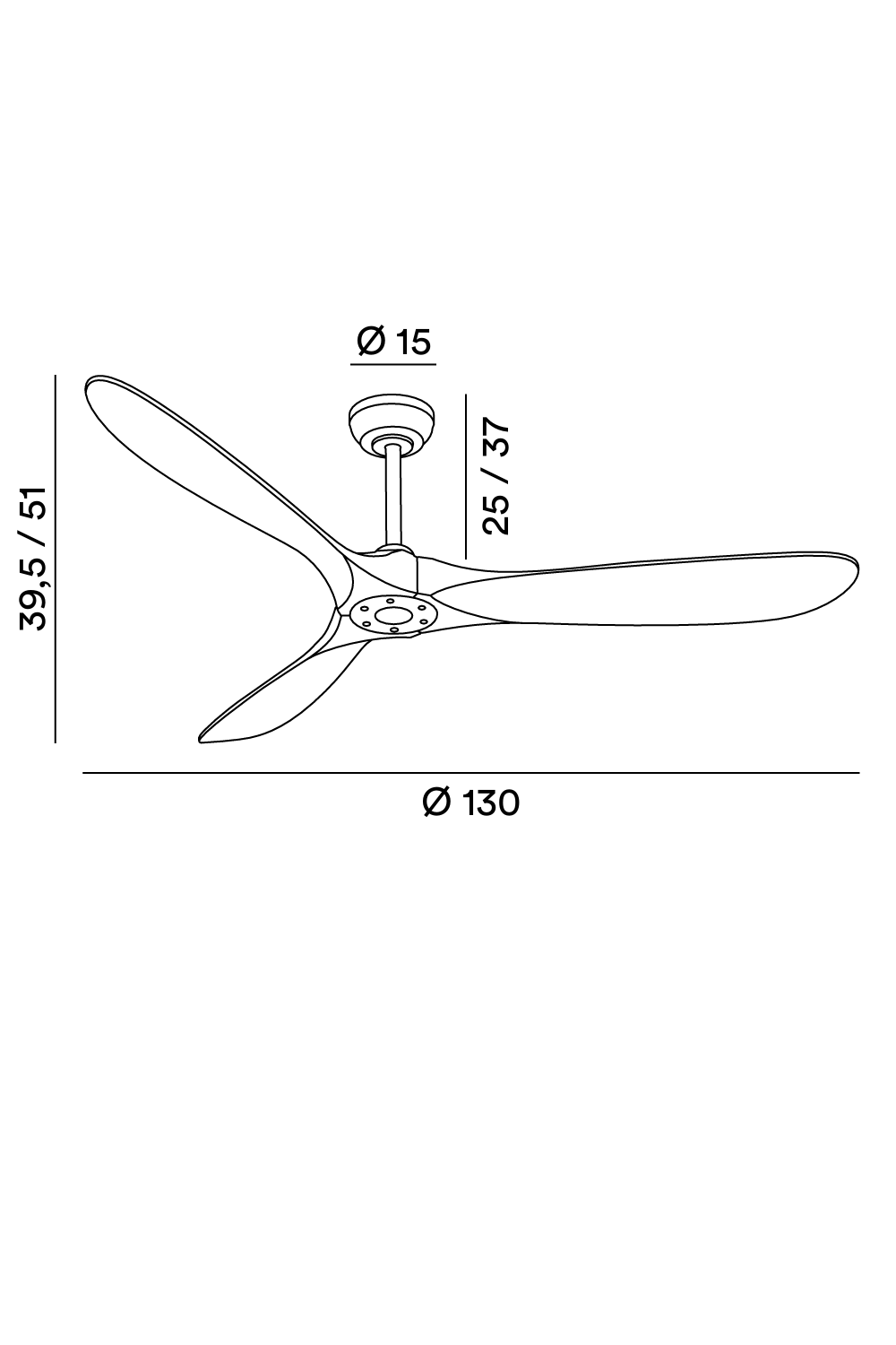 Disegno tecnico con misure Ventilatore Perenz Runa 7214