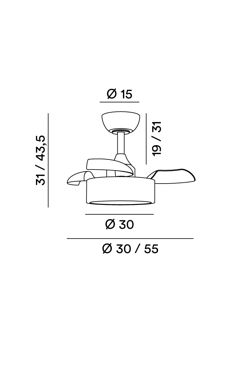 Disegno tecnico con misure Ventilatore Perenz Cleo 7216