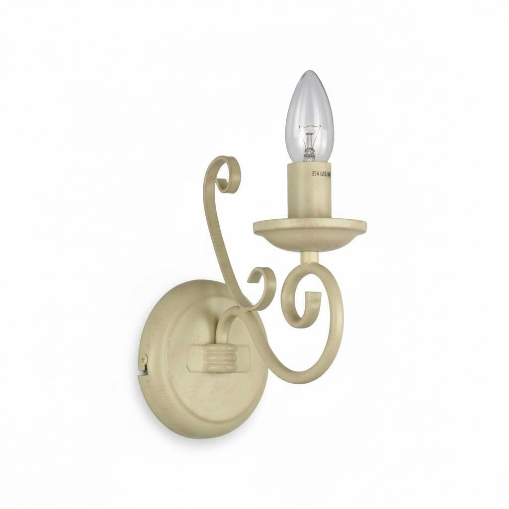 Applique Shabby Chic Country 1 Luce E14 Avorio Antichizzato Diamantlux DIANA-A1