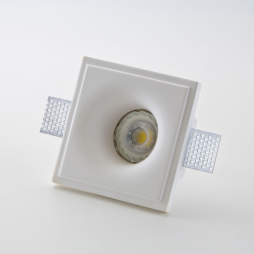 Faretto in gesso quadrato ad incasso a scomparsa tinteggiabile GU10 - Isyluce GYPSOS 803
