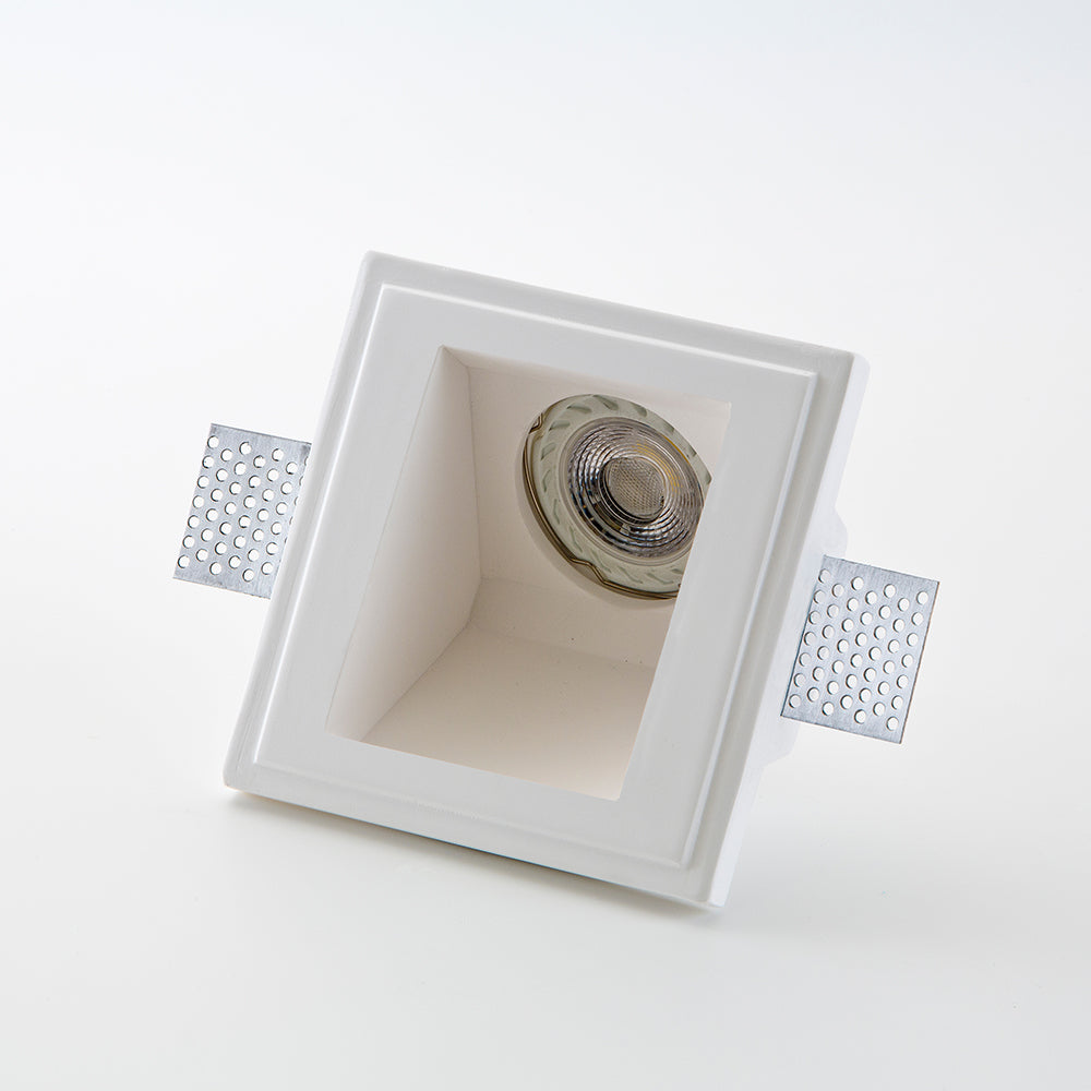 Faretto in gesso quadrato ad incasso a scomparsa tinteggiabile GU10 - Isyluce GYPSOS 806