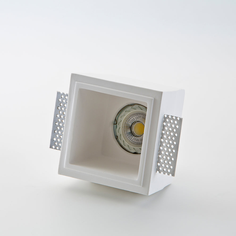 Faretto in gesso quadrato ad incasso a scomparsa tinteggiabile GU10 - Isyluce GYPSOS 807