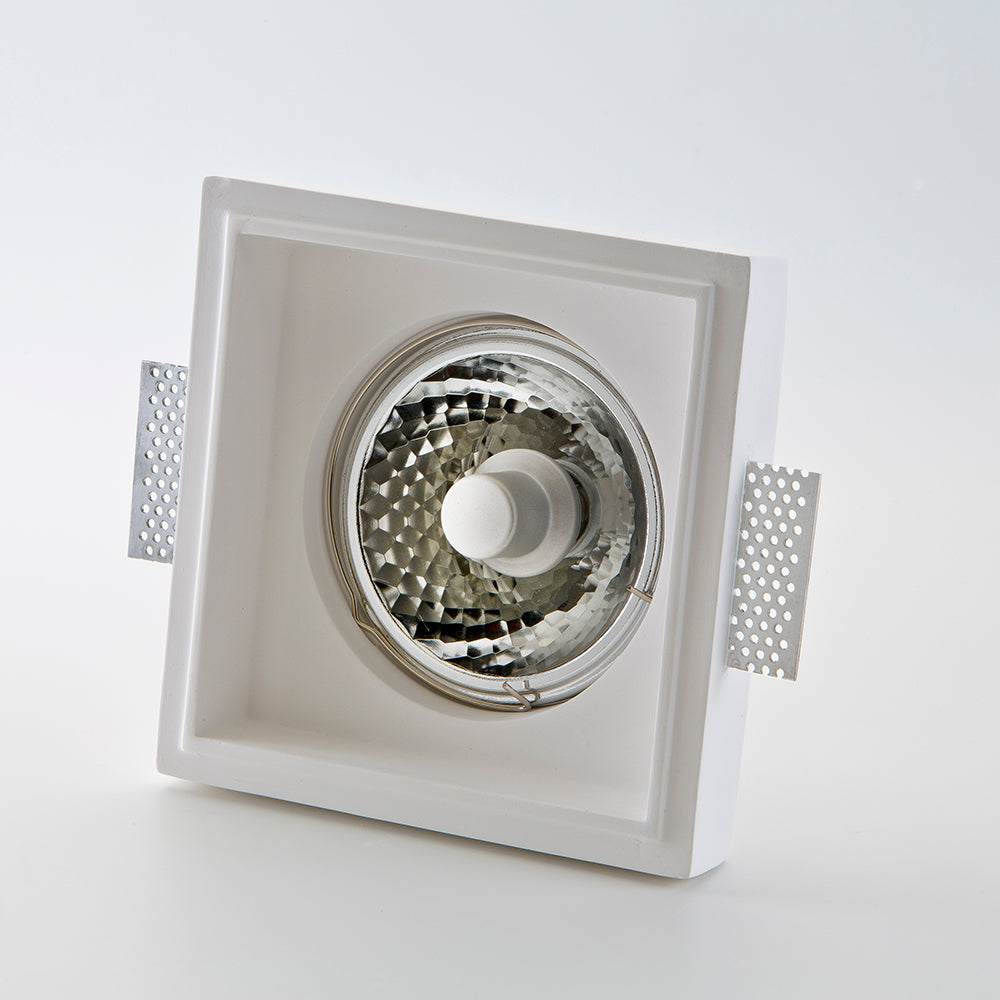 Faretto in gesso quadrato grande ad incasso a scomparsa tinteggiabile G53 12V - Isyluce GYPSOS 809