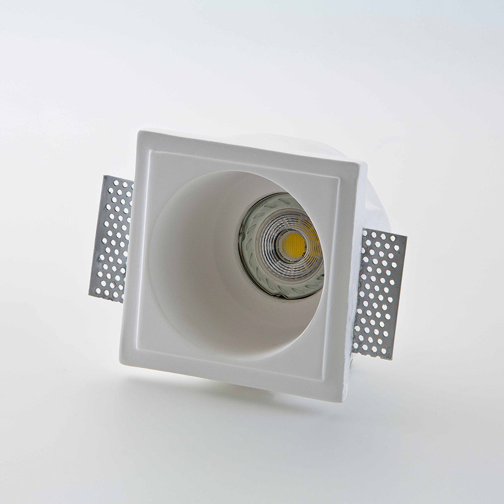 Faretto in gesso quadrato ad incasso a scomparsa tinteggiabile GU10 - Isyluce GYPSOS 811