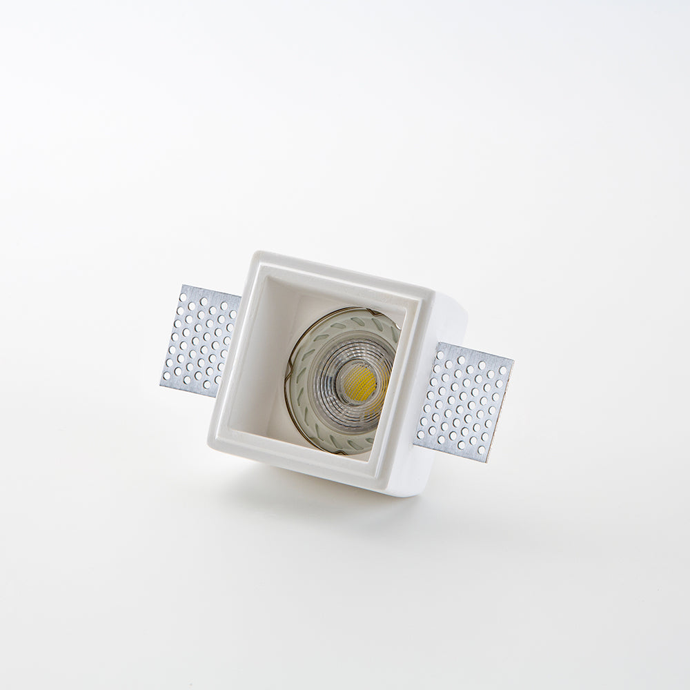 Faretto in gesso quadrato compatto ad incasso a scomparsa tinteggiabile GU10 - Isyluce GYPSOS 813