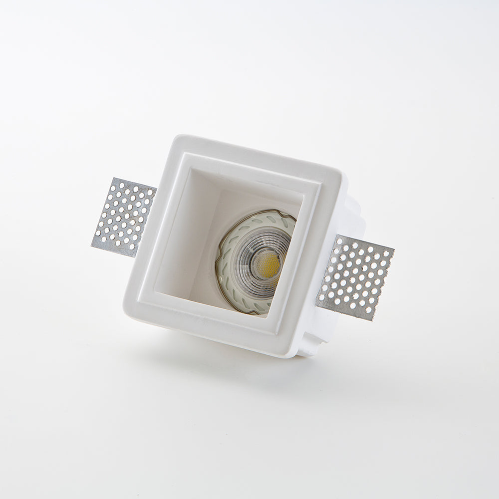 Faretto in gesso quadrato ad incasso a scomparsa tinteggiabile GU10 - Isyluce GYPSOS 815